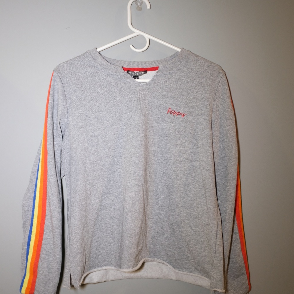 Honey Punch Gray Crewneck with Colored Sleeves